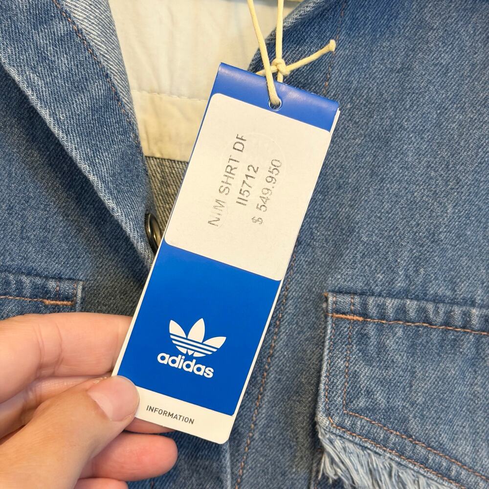 Adidas x Ksenia Schnaider Shirt Dress XS Blue Denim Oversized Western Rodeo NWT - Picture 7 of 11